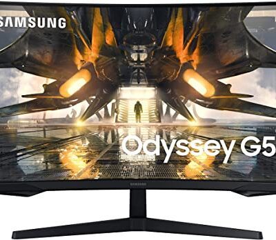 SAMSUNG 32" Odyssey G55A QHD 165Hz 1ms FreeSync Curved Gaming Monitor with HDR 10, Futuristic Design for Any Desktop