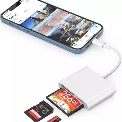 CF SD Card Reader for iPhone iPad, 3 in 1 Compact Flash Memory Card Reader Adapter,