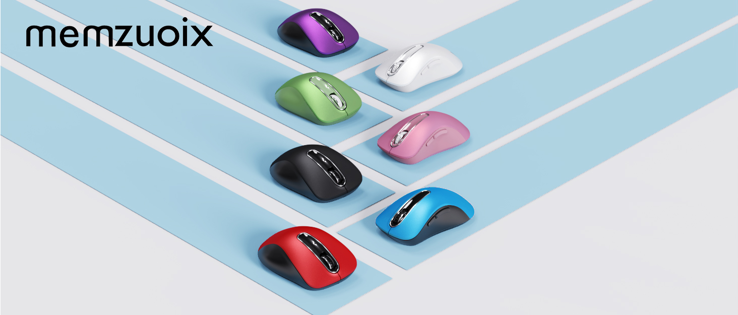 Memzuoix 2.4G portable wireless mouse with USB receiver – black and silver 5-button model